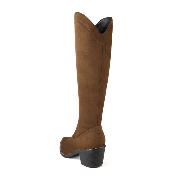 Montana Pointed Toe Knee High Boots - BROWN SUEDE - 4